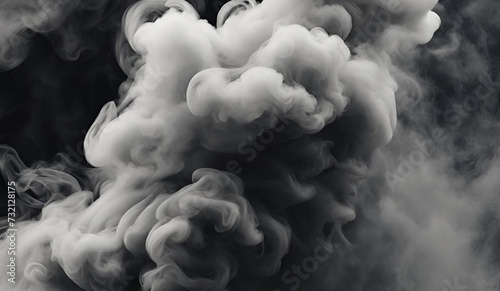 White smoke is rising on a black background 