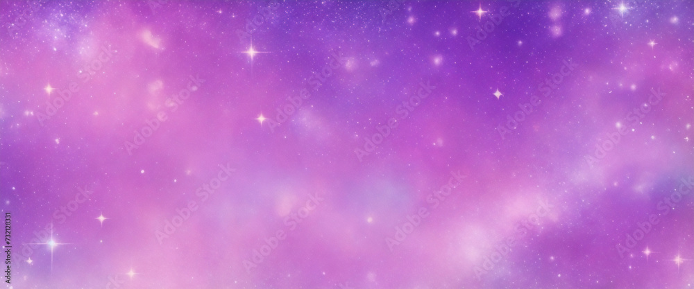 Obraz premium 紫色のユニコーンの背景。キラキラ星とボケ味を持つパステル水彩の空。ホログラフィック テクスチャを持つファンタジー銀河。魔法の大理石の空間。