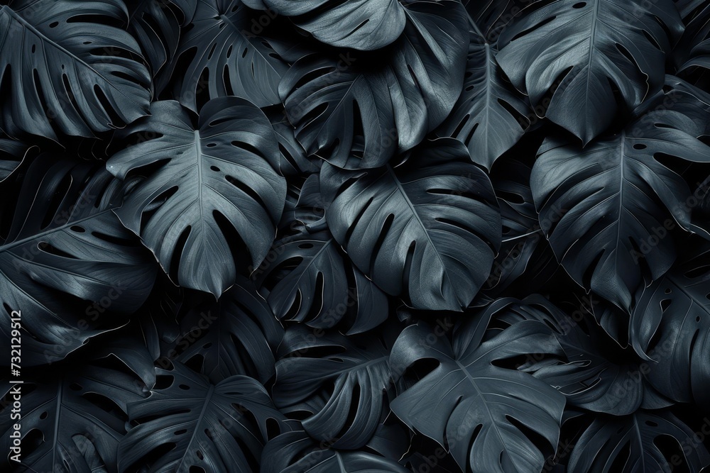 Abstract textures of black tropical leaves Offering a dark and stylish background for modern design projects