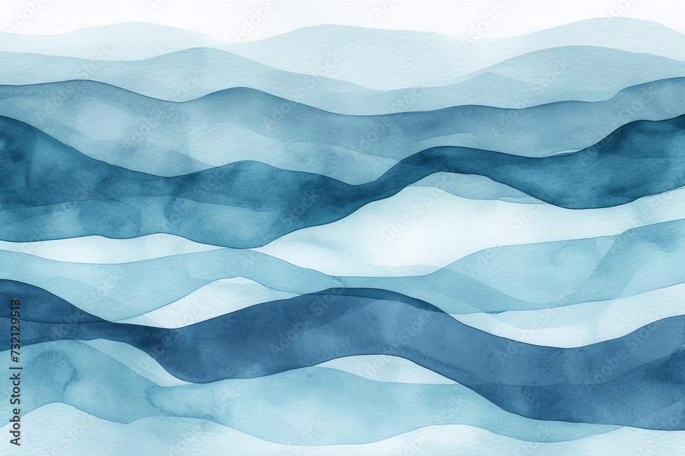 Fototapeta premium Abstract wave watercolor background in blue hues Offering a serene and fluid design for calming and creative projects