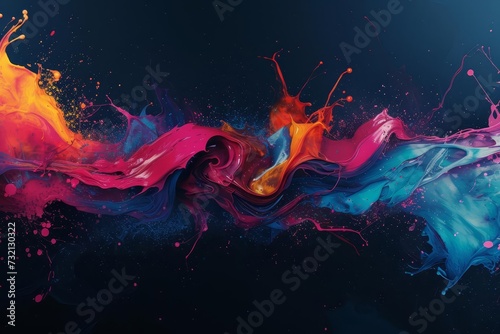 Splash of color against a dark background Creating a dynamic and artistic abstract pattern