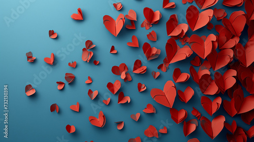 Blue Wall Covered in Red Hearts