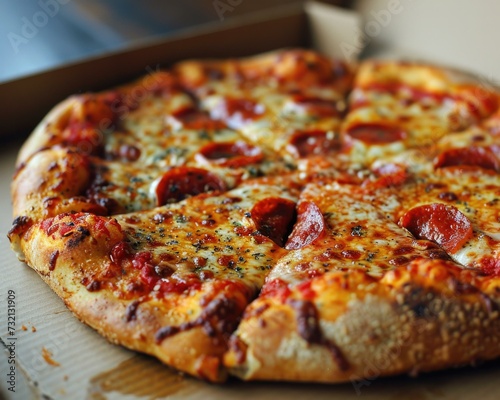 A delicious pepperoni pizza. Generative AI.