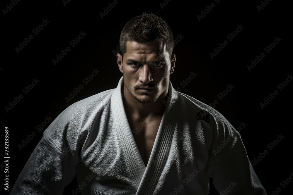 Agile man judo athlete. Master fight. Generate Ai