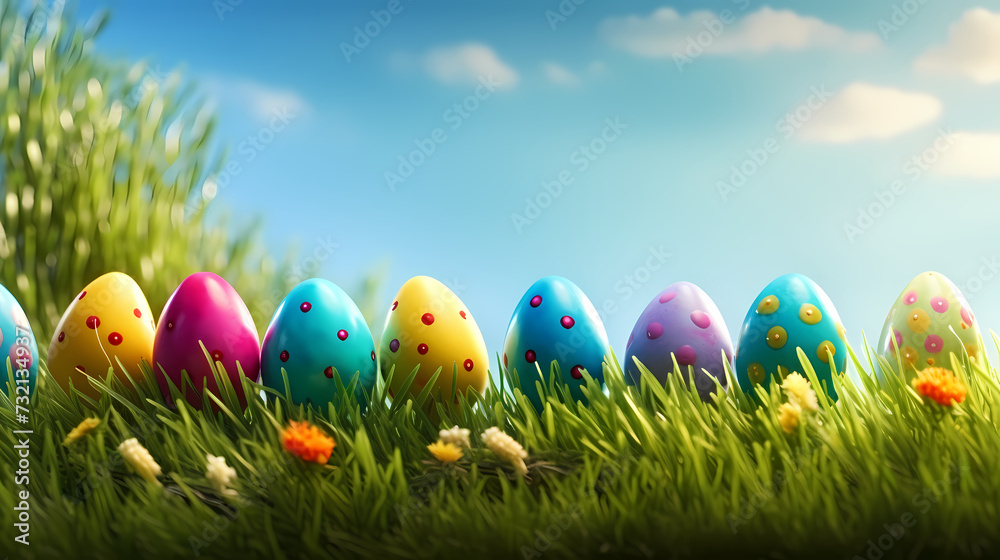 Easter background, many colorful Easter eggs Easter background, many colorful Easter eggs