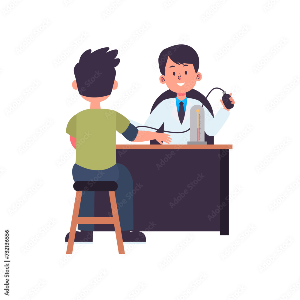 doctor check the pressure blood of patient flat illustration at hospital clinic healthcare medical doctor check the pressure blood of patient flat illustration at hospital clinic healthcare medical