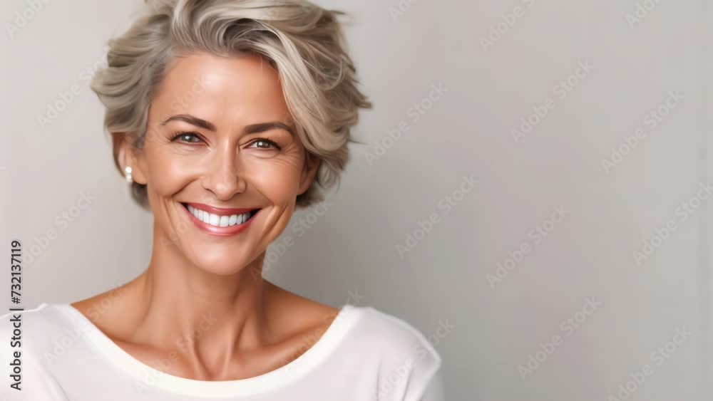 Smart handsome mid aged man model closed up Healthy face skin care with copy space.