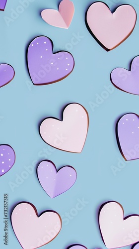 Hearts wallpaper on soft color background for Valentine's Day. Cute hearts minimalist background for love celebration.