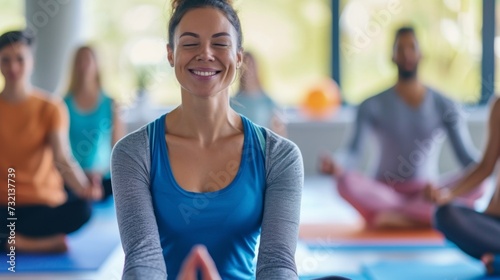 Detailed image of a companys employee wellness program brochure showcasing various initiatives such as yoga cles wellness workshops and mental health resources. This program photo