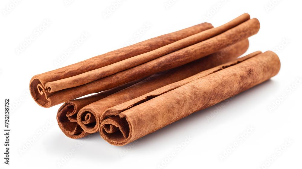 Cinnamon sticks isolated on white background. Neural network AI generated art