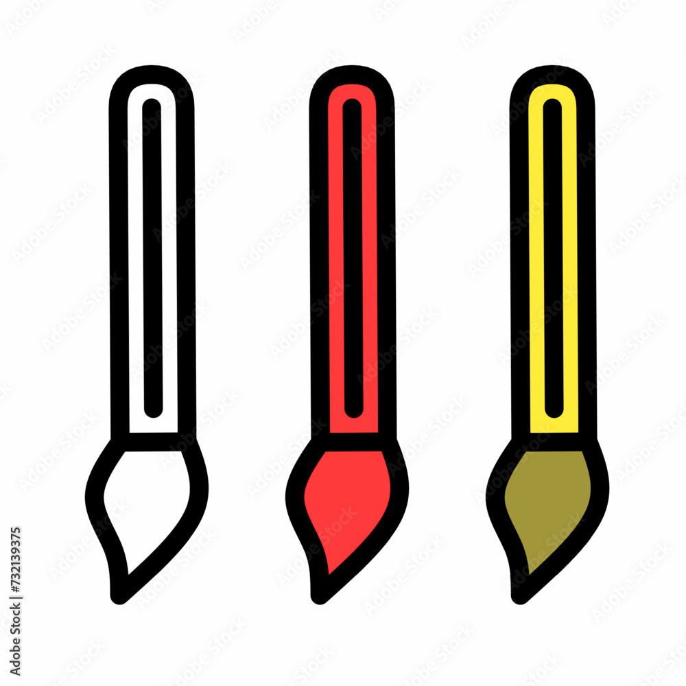 Paint brush icon set, with isolated on white background Paint brush icon set, with isolated on white background