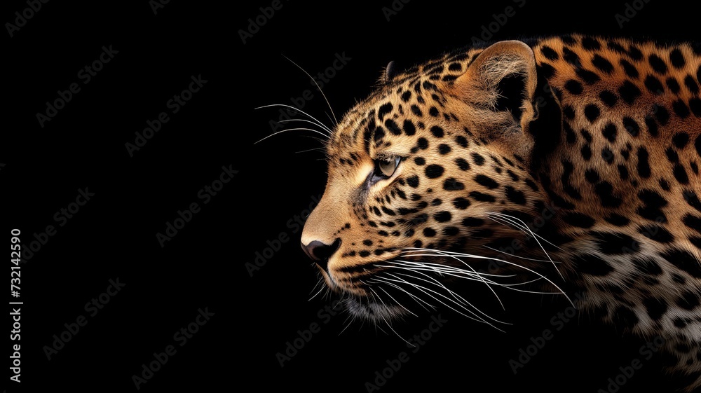 Obraz premium Leopard's head profile against a dark background