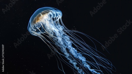 Box Jellyfish in the solid black background © hakule