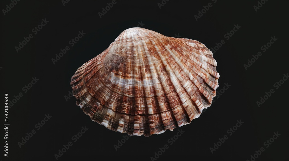 Scallop in the solid black background Scallop in the solid black background