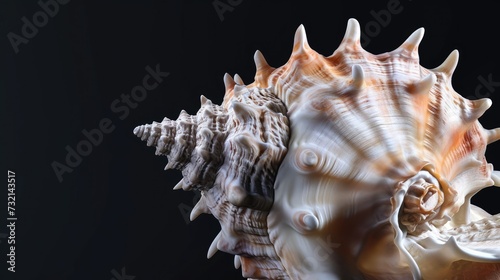 Conch in the solid black background photo