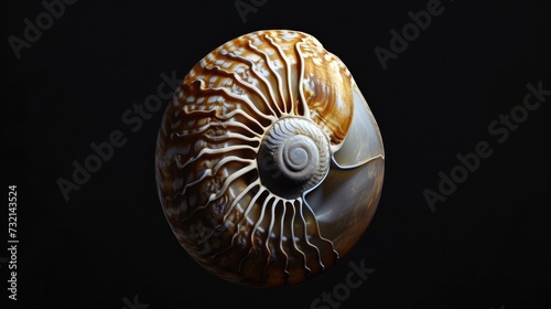 Nautilus in the solid black background