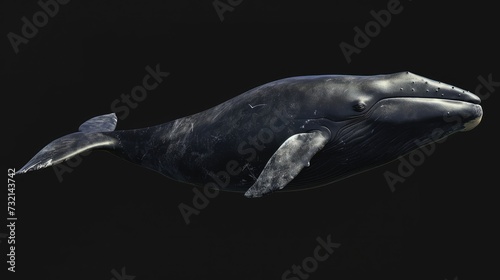 Bowhead Whale in the solid black background © hakule