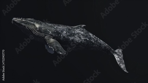 Gray Whale in the solid black background © hakule