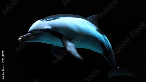Hector s Dolphin in the solid black background