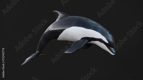 Hector s Dolphin in the solid black background