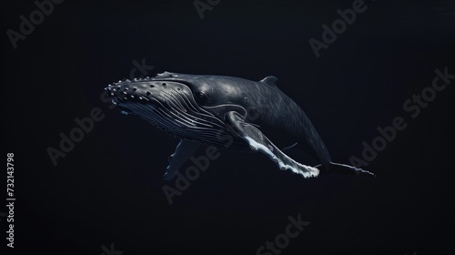 Humpback Whale in the solid black background © hakule