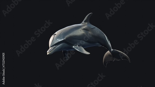 Dolphin in the solid black background
