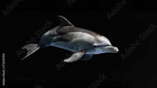 Irrawaddy Dolphin in the solid black background