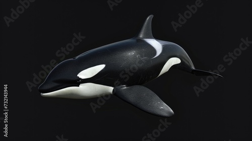 Killer Whale  Orca  in the solid black backgroun