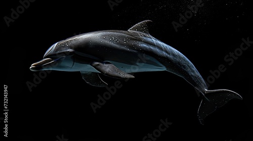 Pacific Spotted Dolphin in the solid black background