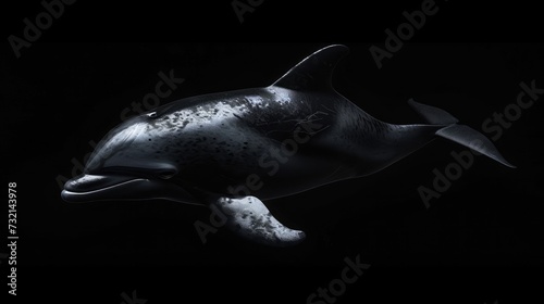 Risso's Dolphin in the solid black background photo