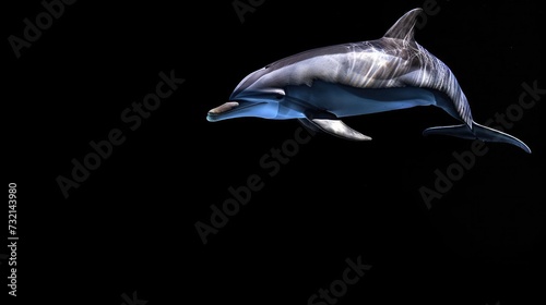 Spinner Dolphin in the solid black background