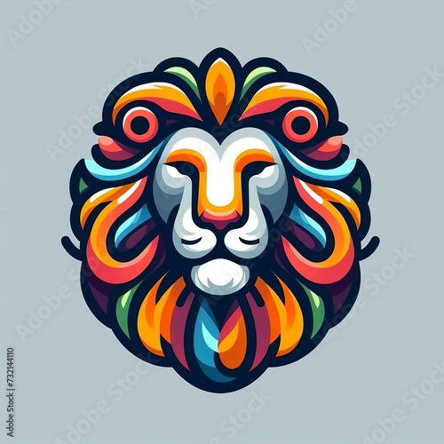 vector illustration art vector lion logo colorful vector illustration design with copy space on grey background  created with generative ai photo