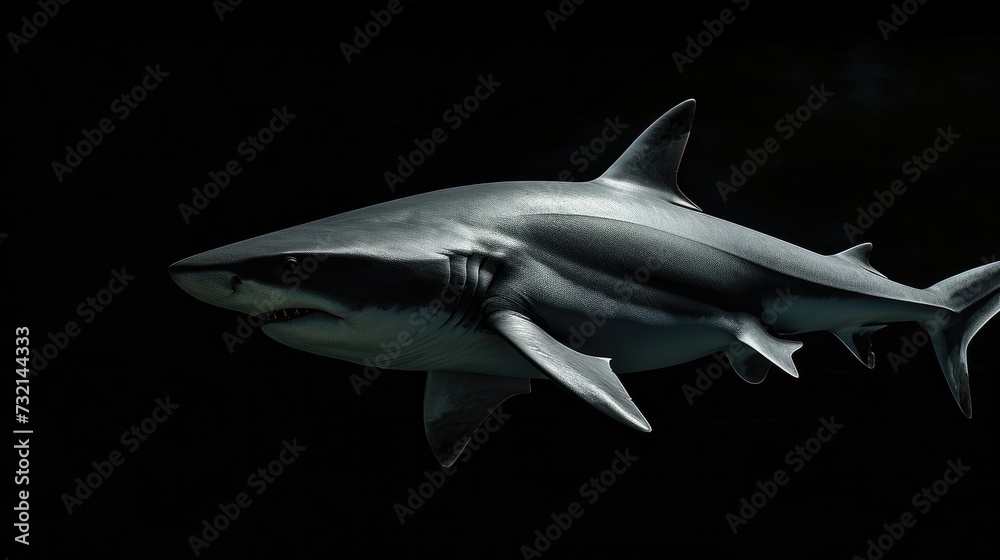 Obraz premium Shark in the solid black background