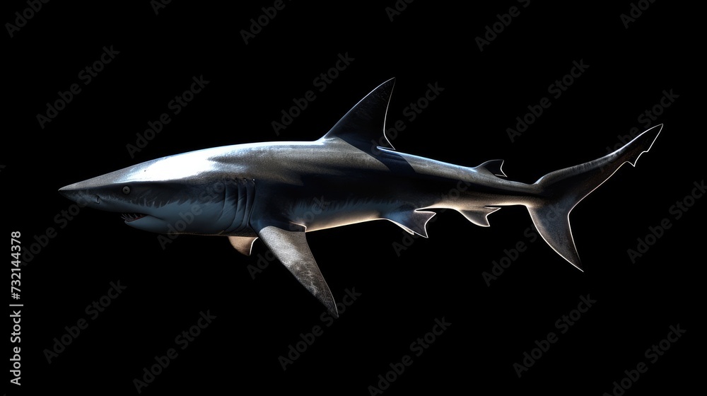 Whirl Shark in the solid black background