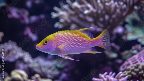 A vibrant yellow fish in a coral reef, representing the diversity and vibrancy of marine life in underwater ecosystems