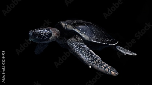 Leatherback Sea Turtle in the solid black background