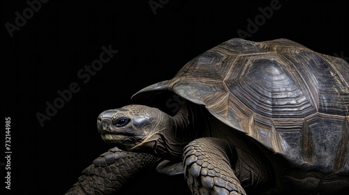 Cape Verde Giant Tortoise in the solid black background