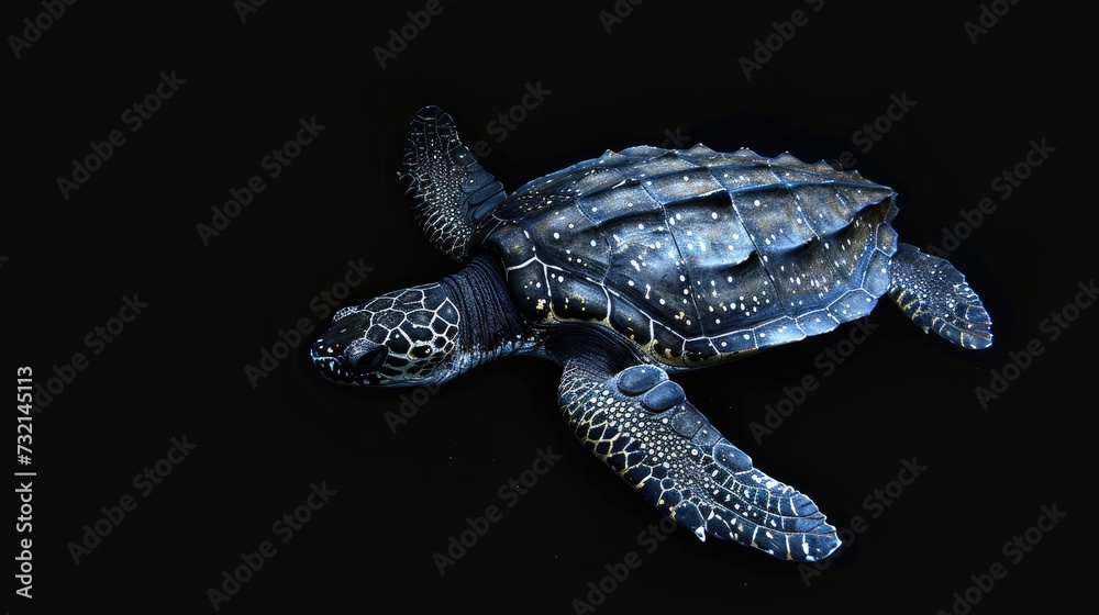 Fototapeta premium Leatherback Turtle in the solid black background