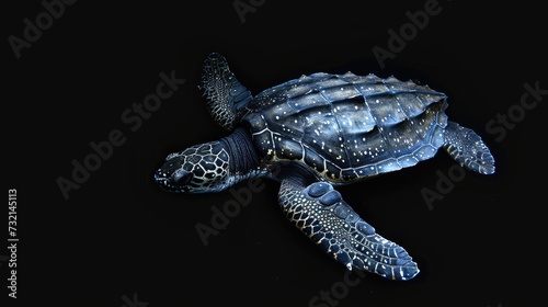 Leatherback Turtle in the solid black background