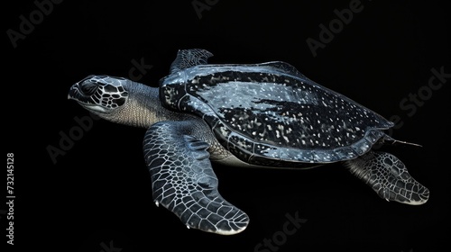 Leatherback Turtle in the solid black background
