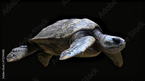 Olive Ridley Turtle in the solid black background