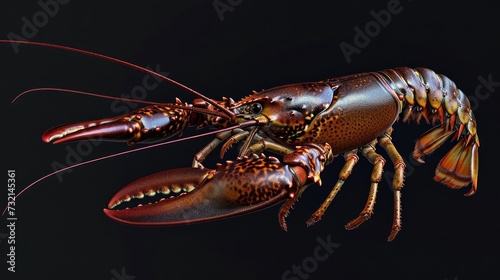 Australian Lobster in the solid black background