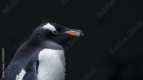 Fiordland Penguin in the solid black background © hakule