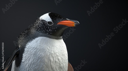 Gentoo Penguin in the solid black background © hakule