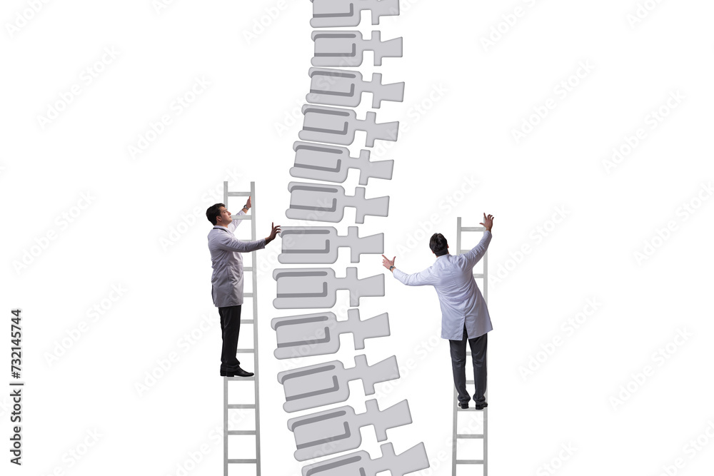 Medical concept with doctors and spine Medical concept with doctors and spine