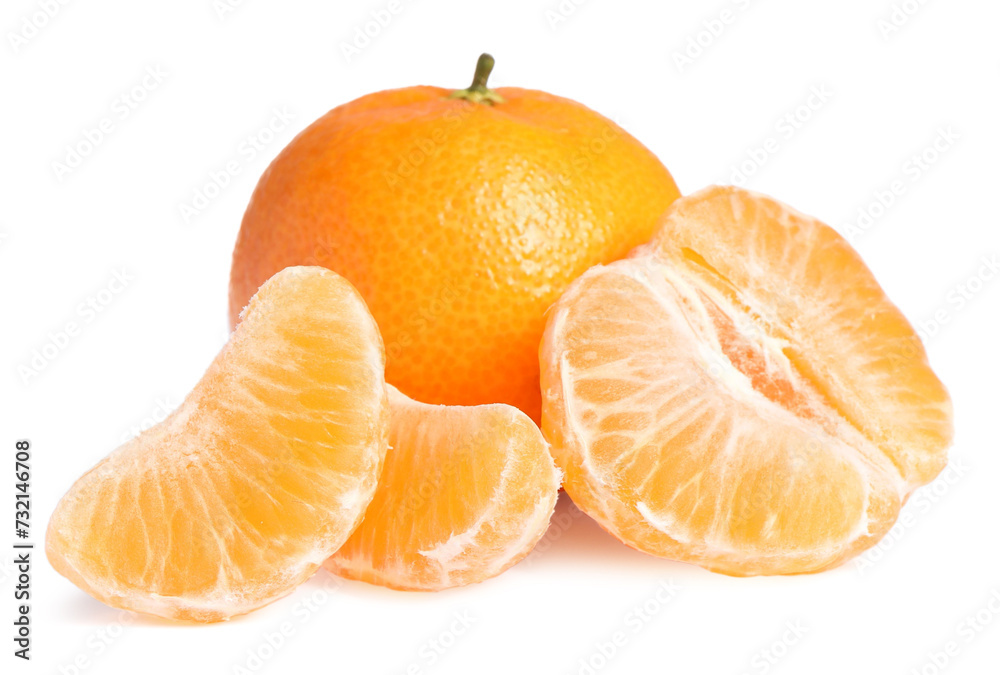 Fresh ripe juicy tangerines isolated on white Fresh ripe juicy tangerines isolated on white