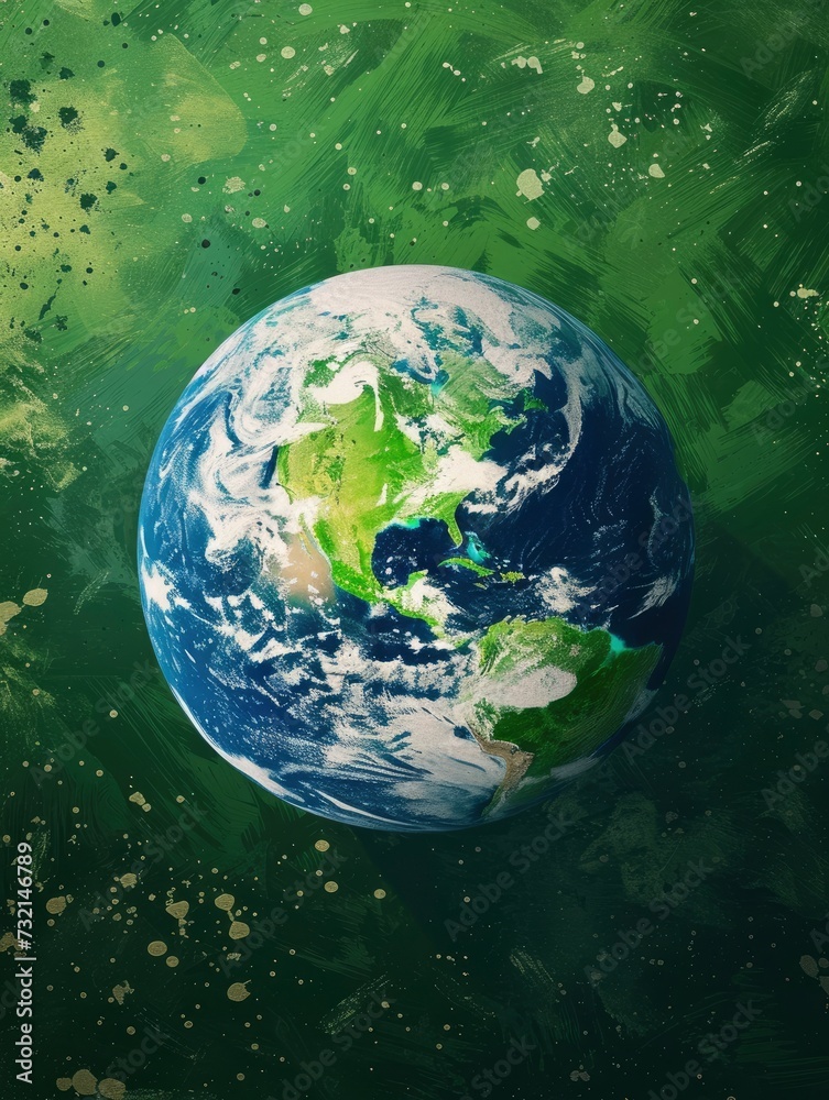 earth day, rendered in impressionism style, copy space - generative ai earth day, rendered in impressionism style, copy space - generative ai