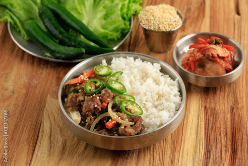 Korean Bulgogi Rice with Kimchi