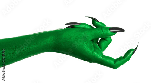 Slika na platnu Creepy monster. Green hand with claws isolated on white