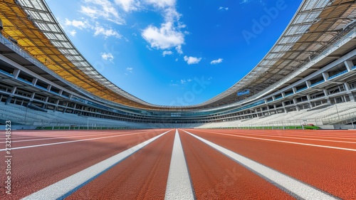Empty running track in a stadium